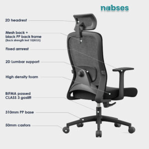 ghế nhân viên nabses sammy-h 2d lumbar support