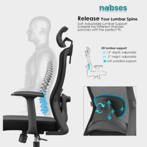 ghế nhân viên nabses sammy-h 2d lumbar support