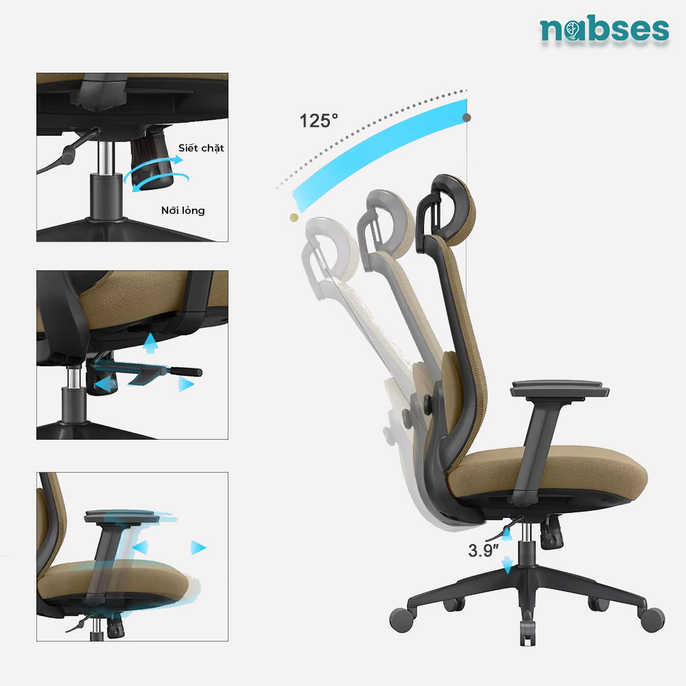 ghế nhân viên nabses vela-h