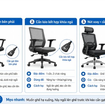 cách hạ ghế xoay