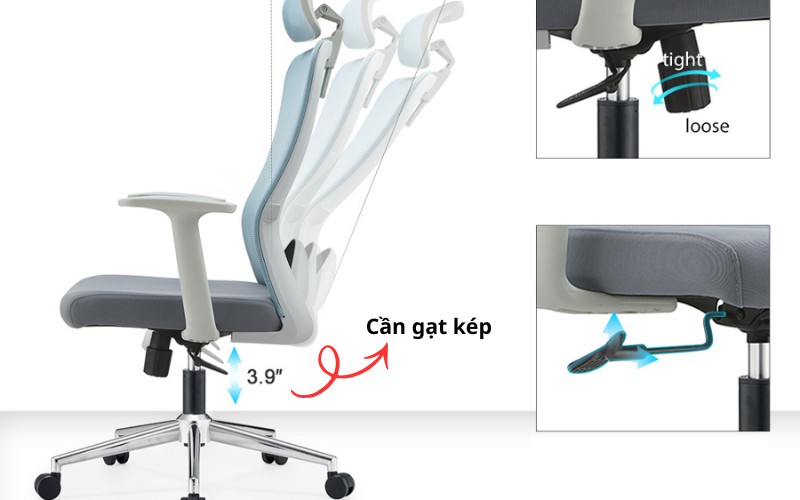 cách hạ ghế xoay